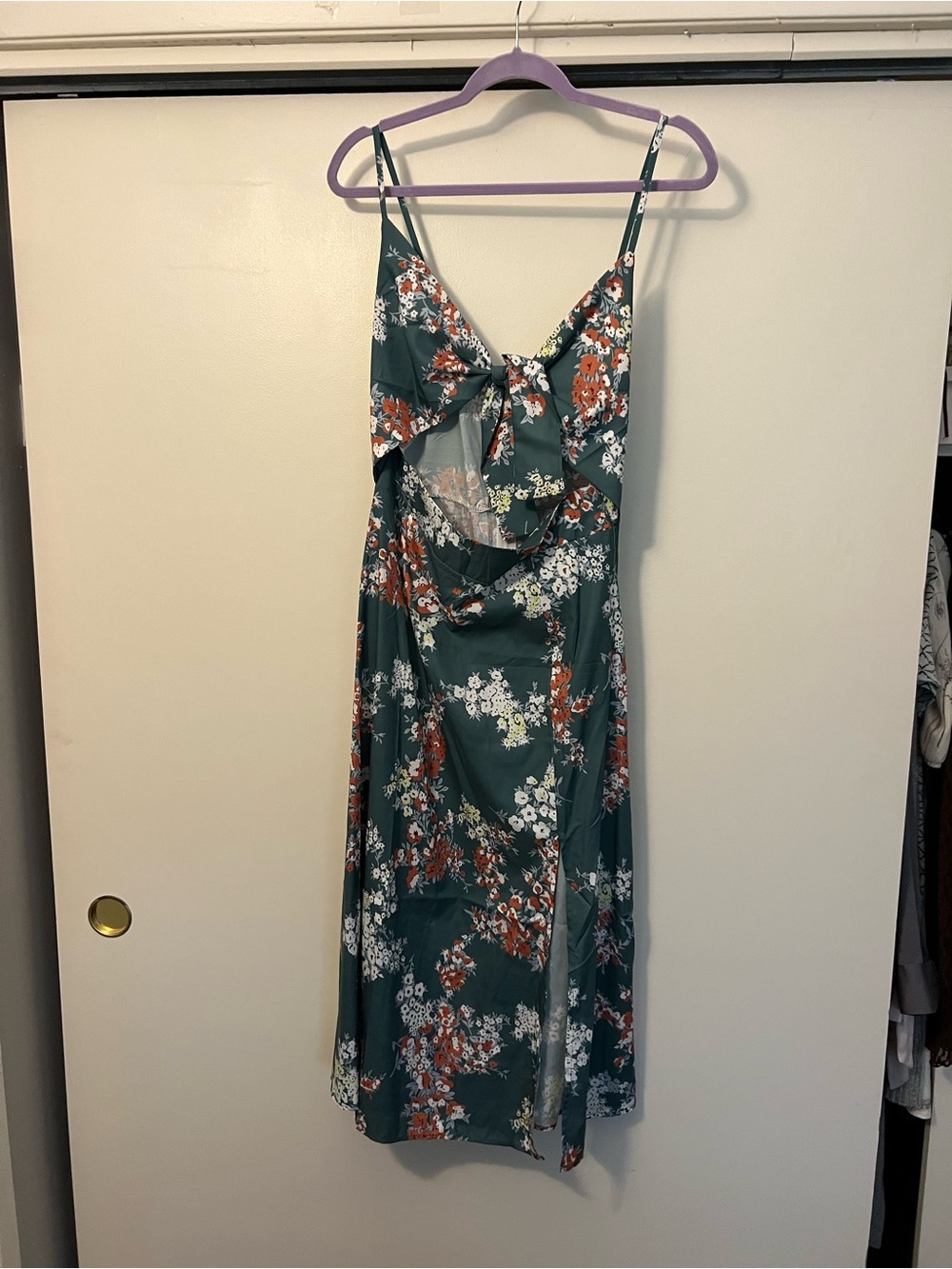 Floral Maxi Dress in Green & Orange Like New
